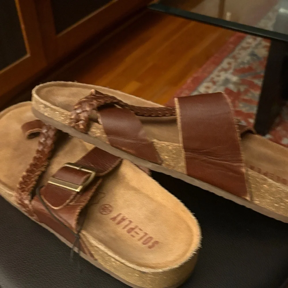 SOLEPLAY brown leather men’s stylish Sandals with braided strap, made in India